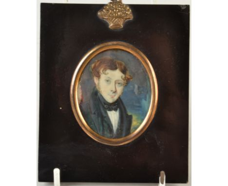 A late Georgian portrait miniature of a young gentleman, 6 x 5cm. 