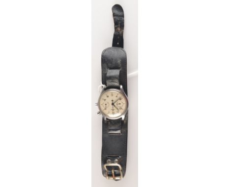 A Royal Navy pilot's wrist watch by Lemania, the stainless steel case inscribed 0552/924-33051518, the initials H.S.9 and bro