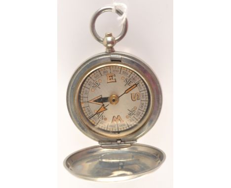 A War Department nickel cased pocket compass by Dennison, Birmingham dated 1916