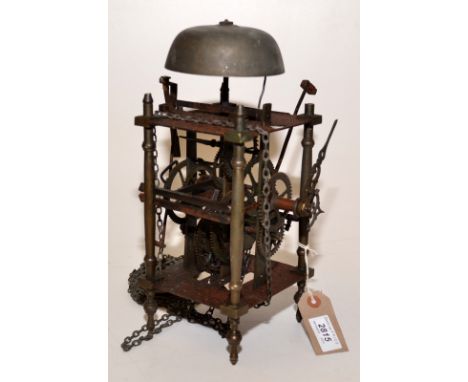 A 17th century lantern clock, lacks dial.