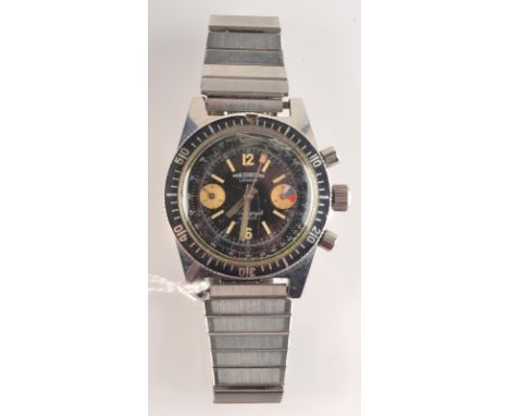 A diver's Winegartens, London, black dial, chronograph, stainless steel wrist watch, the back numbered 0990 90845.   Conditio