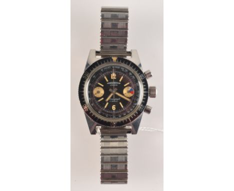 A diver's Winegartens, London, black dial, chronograph, stainless steel wrist watch, the back numbered 753790845.   Condition