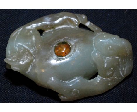 A Chinese Jade brush rinser, width 7cm 