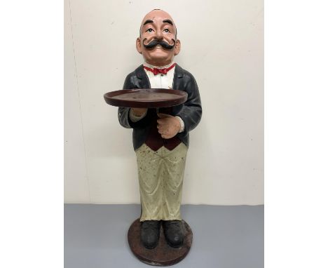 Composite model dumb waiter statue, holding a tray, H79cm