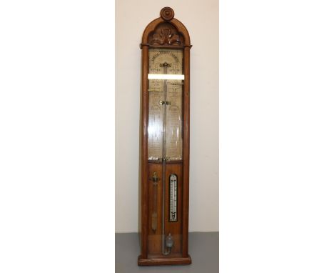 Early 20th Century oak Admiral Fitzroy's Barometer, H111cm