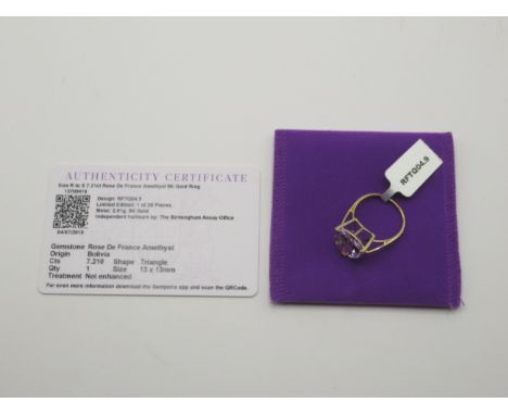 Gemporia - Rose de France amethyst 9k gold ring, size R to S, metal weight 2.01g, with certificate and protective pouch