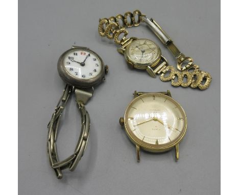Timex 21 gold plated wristwatch, signed sunburst silvered dial, baton indices, centre seconds, signed snap on case back, 21 j