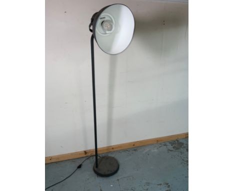 Grey metal finish floor lamp with adjustable shade,