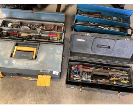 Four toolboxes containing large quantity of tools. Including hammers, drills, screwdrivers etc.