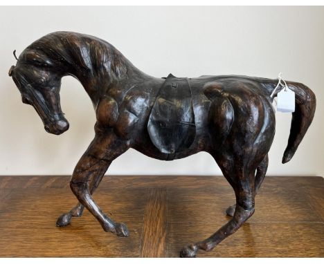 Leather covered model of a horse, H48cm