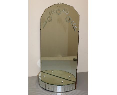 Lisa George Collection - Art Deco table top dressing table mirror or wall hanging mirrored sconce, with semi circular base, H