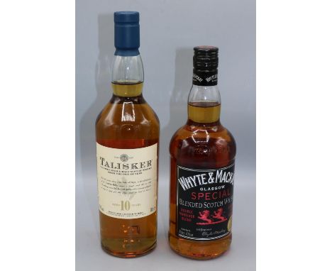 Talisker aged 10 years 70cl/45.8% Single Malt Scotch Whisky, and a bottle of Whyte & Mackay Special Blended Scotch Whisky 70c