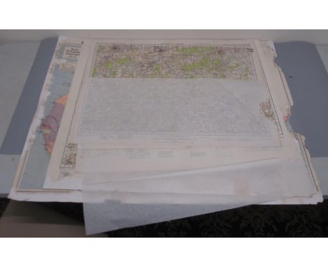 Folio containing prints including William Russel Flint; two chart sleeves containing navigation charts; 1940 Second War Revis