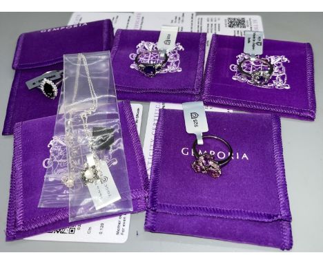 Gemporia - sterling silver rings and necklace, incl. Bengal iolite &amp; white zircon sterling silver ring and ametista ameth