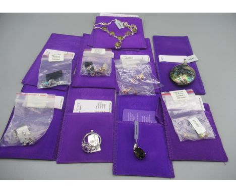 Gemporia- assorted jewellery incl. moldavite sterling silver pendant and lotus cut rose de france amethyst &amp; white topaz 