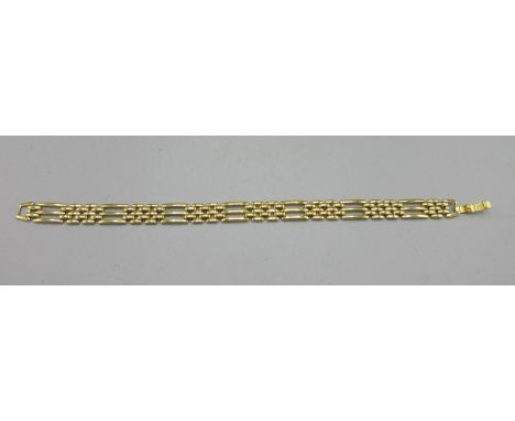 Sherrie Hewson Collection - 18ct yellow gold 3 bar gate bracelet, stamped 18k, L20cm, 11.4g