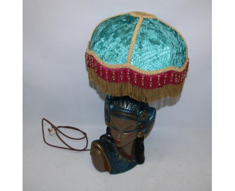 Lisa George Collection - Mid 20th century c1950s Tretchikoff era chalkware plaster table lamp base modelled as a Balinese wom