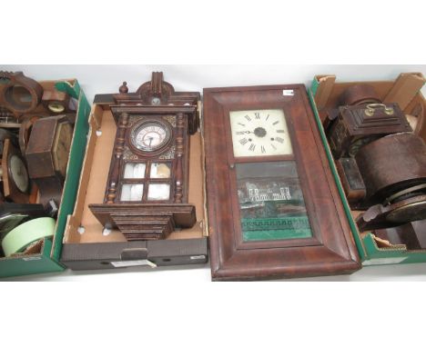 Ansonia, early 20th Century walnut shelf clock, the glazed panel door door with an image of The New Wellington College, Sandh