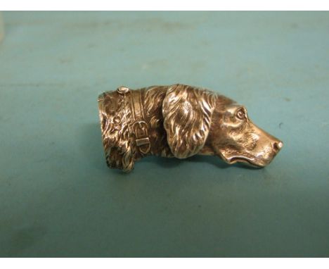 A silver hunting dog vesta case