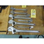 LOT OF ADJUSTABLE WRENCHES, assorted