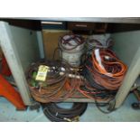 LOT OF ELECTRICAL EXTENSION CORDS, assorted (under one table)