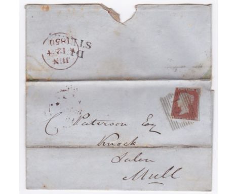 Scotland 1850-Wrapper to salon on the Isle of Mull, with Duke Street strike + Edinburgh receiver as transit point for this it