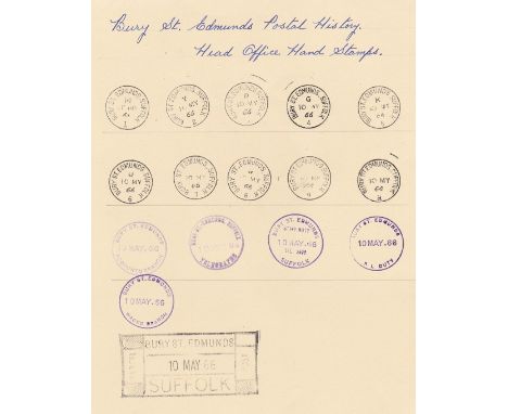 Suffolk 1966-Collection of Bury St Edmunds post marks-fine reference item. XXXX