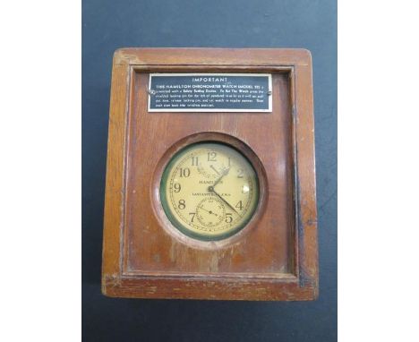 A Hamilton U.S Navy cased model 22 chronometer manual wind deck watch, engraved Bureau of Ships U.S. Navy N 3258-1942 chronom