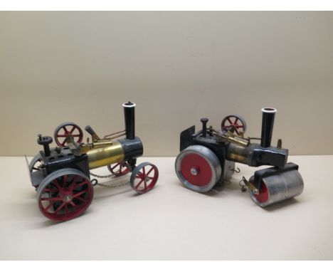 A Mamod steam roller and a traction engine, both unboxed 