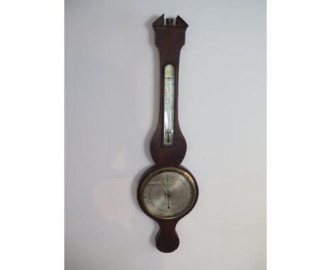 A 19th century mahogany barometer, plugged for transport, 97cm tall 
