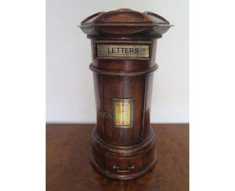A mahogany Victorian style hotel Country house desk postbox, 42cm tall x 22cm wide 