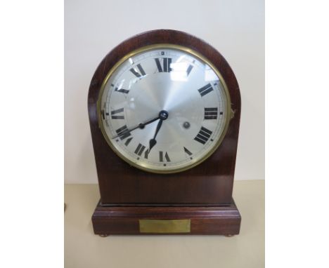 A presentation mahogany mantle clock, HAC clock Company, striking on four rods, in running order - 35cm tall 