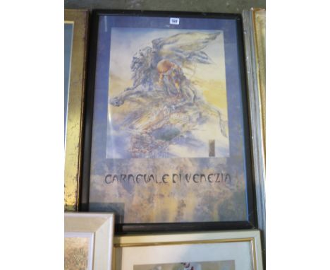 A colour print of - Carneval Di Venezia - approx 72cm x 51.5 frame size, together with five other prints, all in good conditi