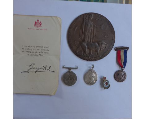 A WWI death plaque with citation for Richard Morley together with a Territorial Force Efficiency medal for 548045 SPR A CPL W