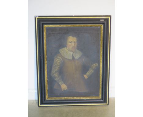 An oil on canvas - portrait of and Elizabethan gentleman possibly of Sir Thomas Gage, unsigned, frame size 107cm H x 86cm - s