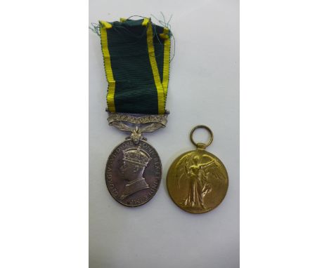 A WWI medal to M2204823 Cpl CM Mock A S C and Territorial medal to 82366 Cpl FR Mock R E M I 