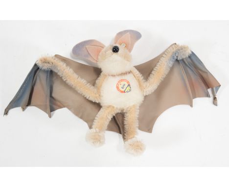 Steiff Germany plush toy; Bat, 'Eric', 17cm tall and 28cm wide, c1960s.