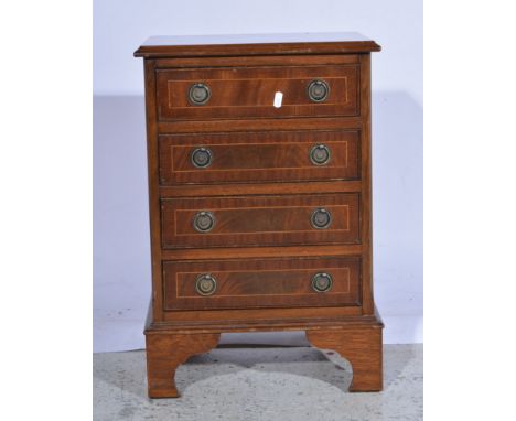 Reproduction mahogany four drawer pedestal chest, bracket feet, W41cm x D33cm x H61cm