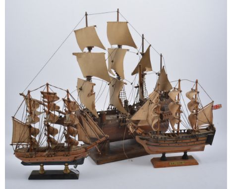 Selection of scale model sailing galleon ships, longest being 40cm, (4)