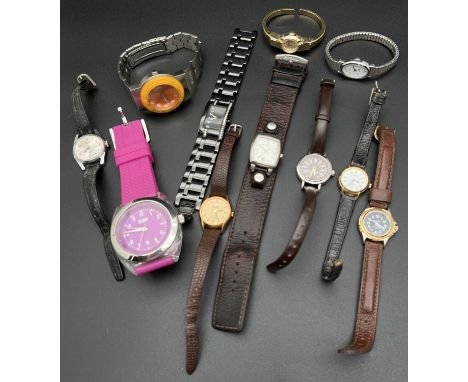 A collection of 10 wristwatches in various sizes and designs. To include examples by Storm, Sekonda, Timex, Mini and Fossil. 