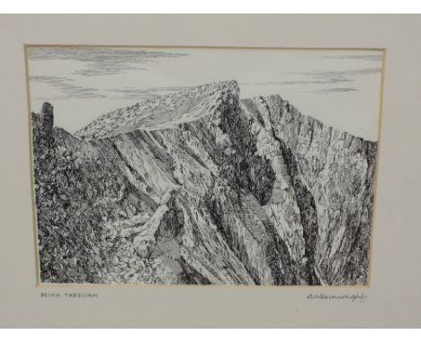 A pen and ink sketch, Alfred Wainwright, Beinn Tarsuinn for Arran - The Island of Enchantment
