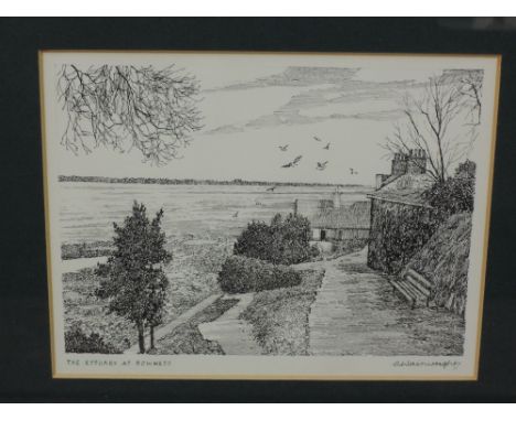 A pen and ink sketch Alfred Wainwright, The Estuary at Bowness, signed for An Eden Sketchbook p77
