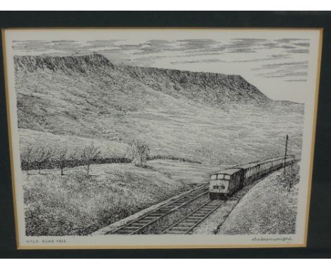 A pen and ink sketch, Alfred Wainwright, Wild Boar Fell, signed for Wainwright In The Limestone Dales