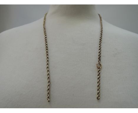 A yellow metal vintage belcher chain tested as 9ct gold, approx 12.6g and 22' long  (af)