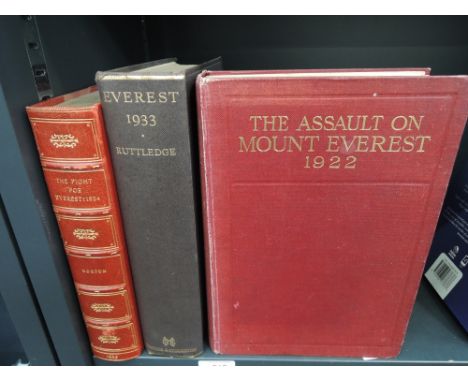 Three mountaineering volumes, Everest interest, Norton, The Fight for Everest: 1924, first edn., 1925, rebound in 3/4 red mor