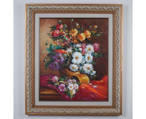 An original oil painting by contemporary Australian artist Sarah Walker, renowned for her vibrant and symbolic still life com