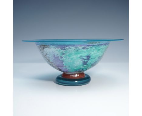 Designed by Kjell Engman this glass bowl is part of the Cancan series. The bowl features a wide flared rim and a rounded pede