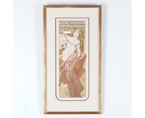 A beautifully framed color lithograph from Documents Decoratifs, Plate 13, by Alphonse Mucha, one of the most influential fig