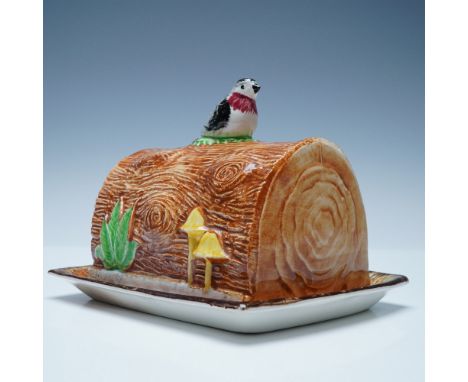 Charming Price Kensington Cottage Ware butter dish, beautifully crafted in the form of a rustic log cabin with intricate hand
