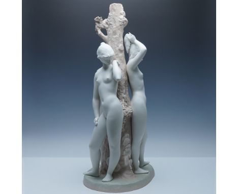 A breathtaking Lladro The Three Graces sculpture, depicting a trio of classical nude figures elegantly posed around a texture